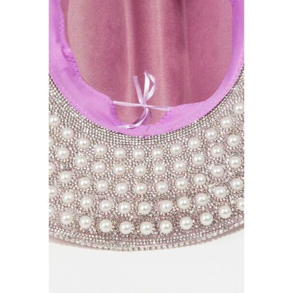 Fame Pave Rhinestone Pearl Trim Cowboy Hat - Picture 3 of 5